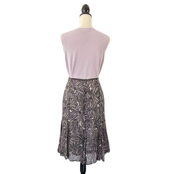 Sigrid Olsen Gray and Light Lavender Purple Flowy Patterned Skirt Size 8 - Picture 5 of 11